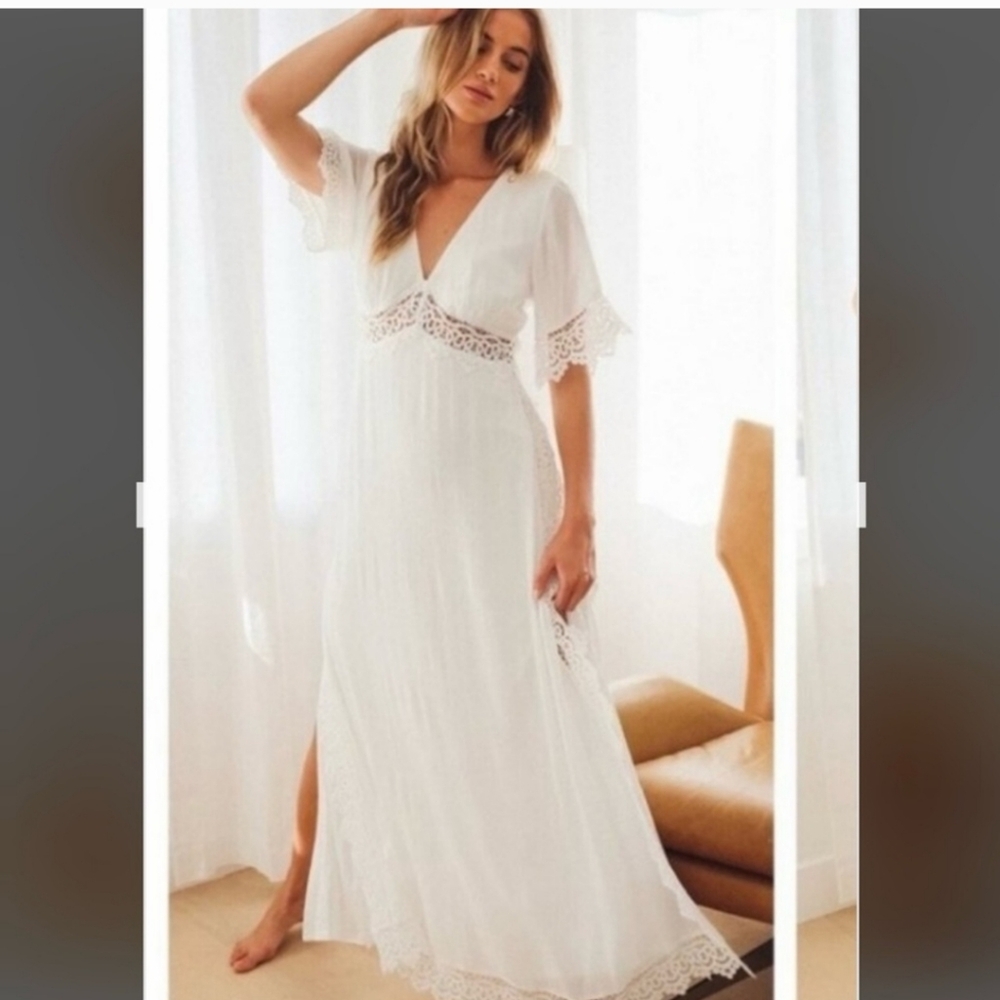 Lulus Elegant White Lace Maxi Dress